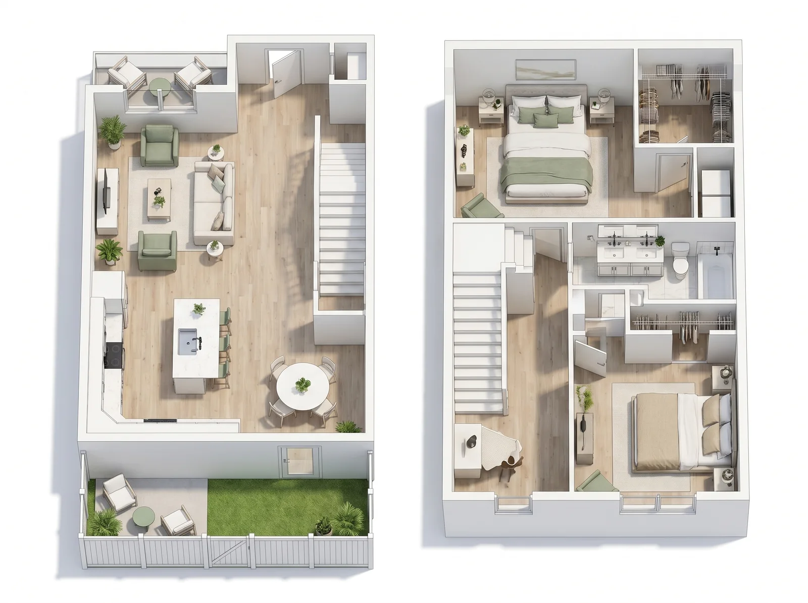3D floor plan of The Cara Cara: 3 bedroom, 2 bath, about 1200 square feet